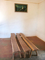 Benches and picture of Jesus in the Chapel