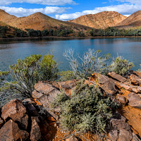 11b. Blue and Orange: Aroona Dam 2, 33cmhx33cmw