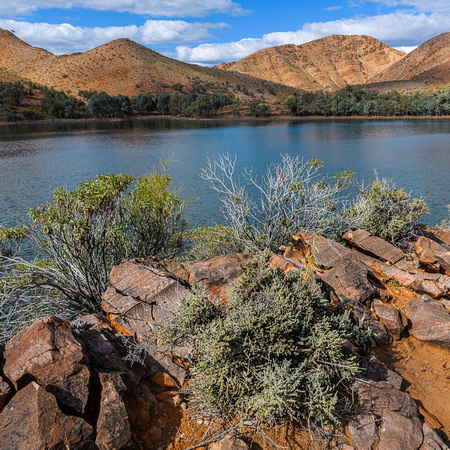 11b. Blue and Orange: Aroona Dam 2, 33cmhx33cmw